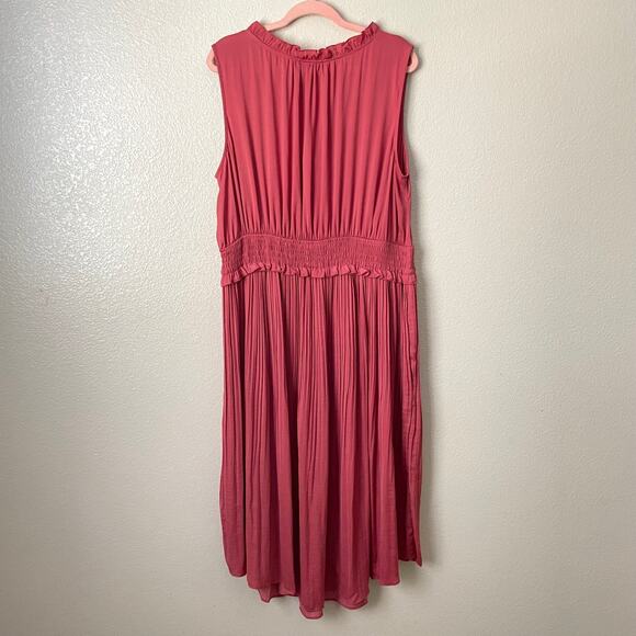 Lane Bryant Dress Womens Size 22/24 Burnt Orange Midi Pleated Ruffle Tank A-Line - Picture 9 of 12